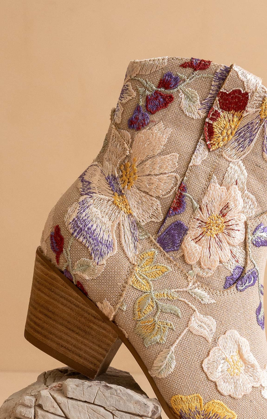 The Wanda | Taupe Floral Appliqué Western Boot - SwagglyLife Home & Fashion